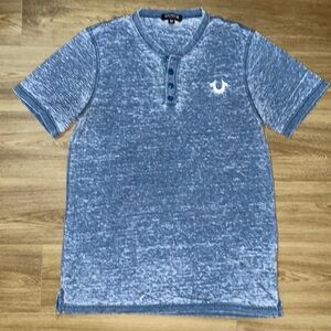 True Religion blue shirt with 4 buttons